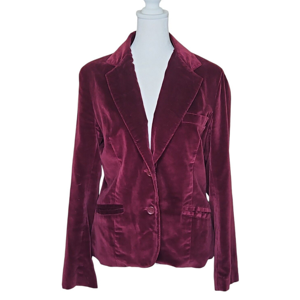 Foxmoor Jacket VTG Velvet Burgundy Plum Blazer Size 11 Womens Whimsigoth Fairy